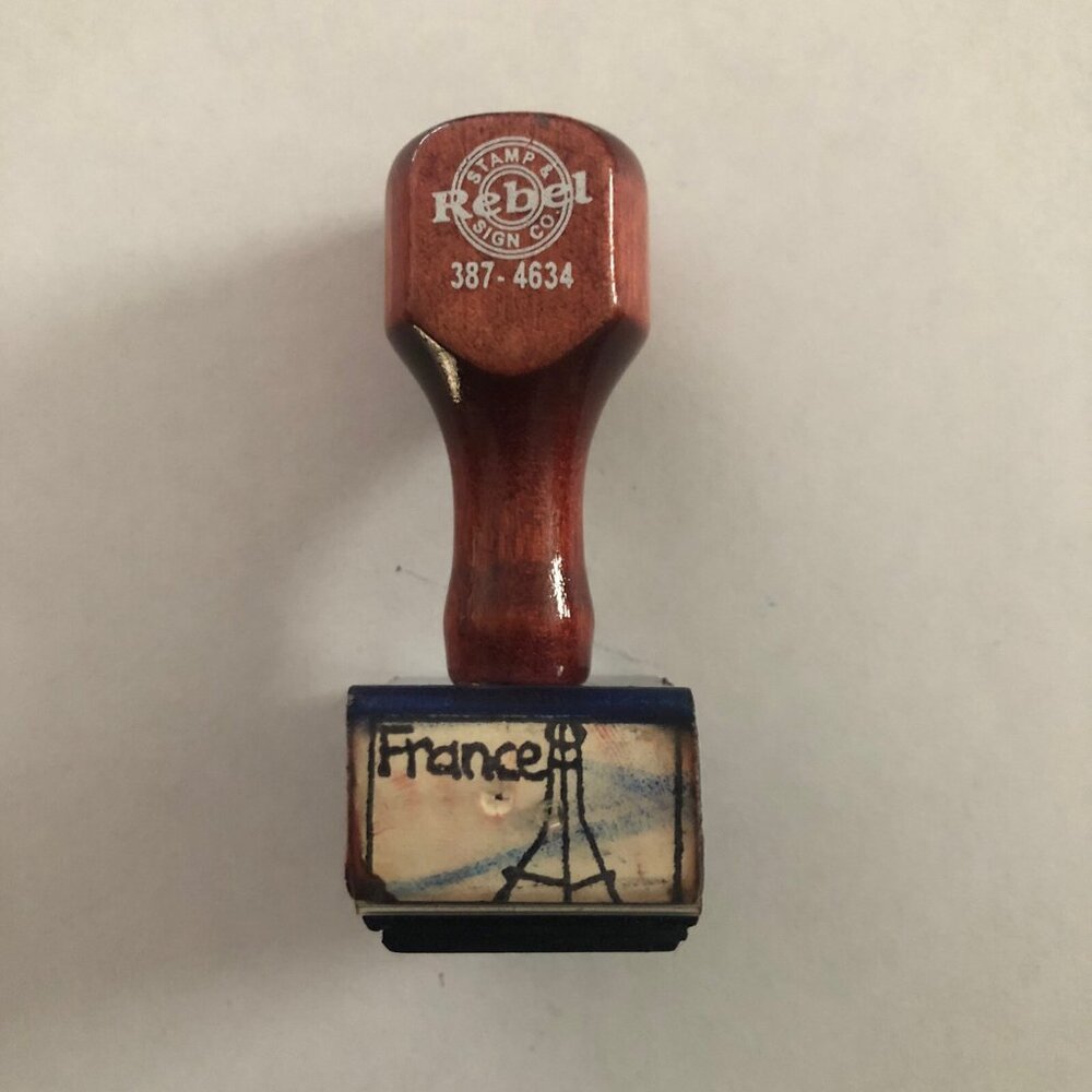 France Country stamp with wooden handle Crafts Office Ink Collectible